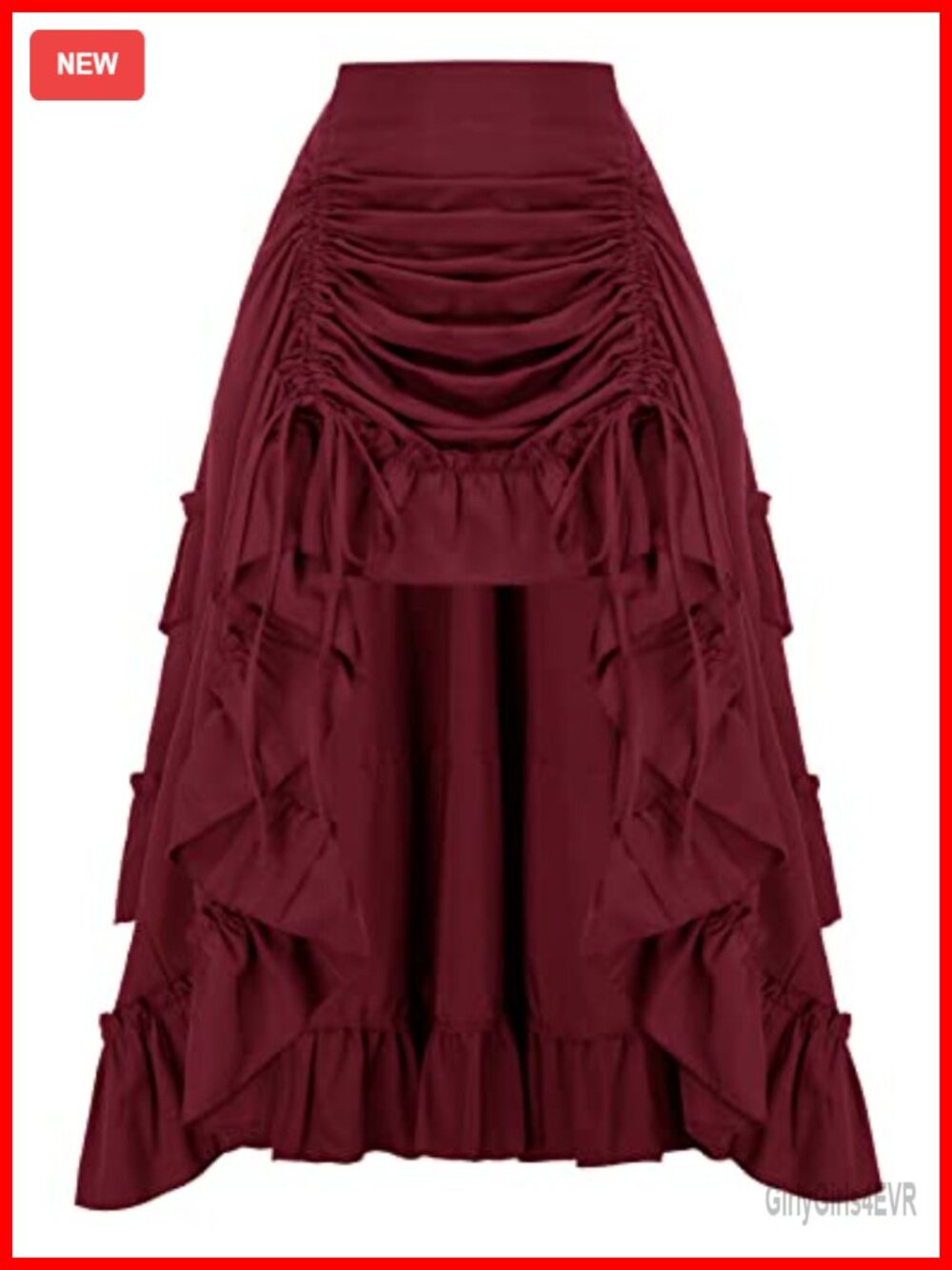 High Low Maxi Skirt Smocked Waist Ruffle Layered Ren Fair